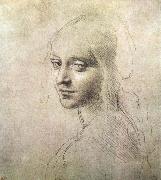 LEONARDO da Vinci Head of a girl painting